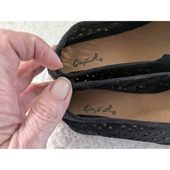 Qupid Shoes Women 7M Black Berta Slip On Summer Classic Loafers Open weave - Picture 6 of 7